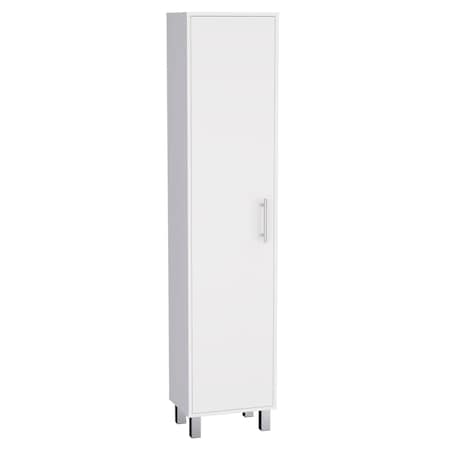 Tuhome Laska Storage Cabinet, Broom Hangers, 1 Door, White MLB8981